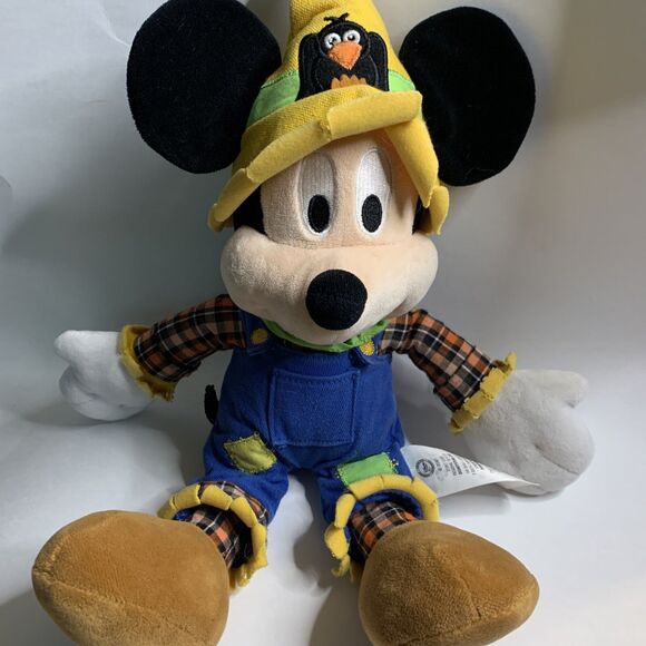 Mickey Mouse Scarecrow Plush Toy Disney Store Stuffed Animal Farmer Fall Autumn - Picture 7 of 12